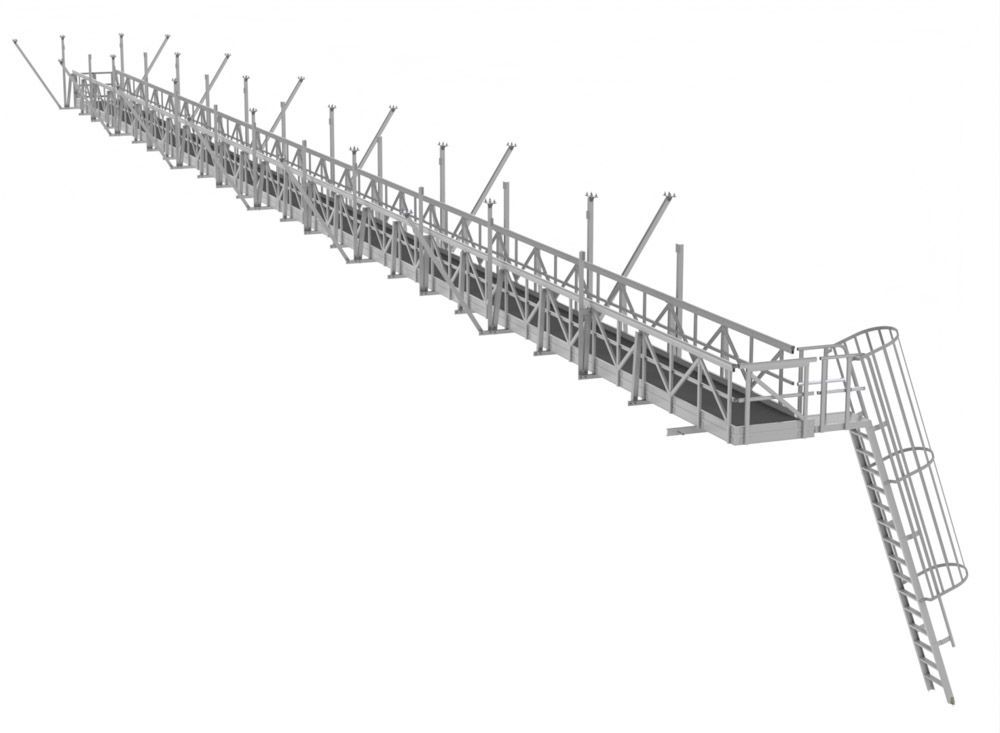 production line overhead observation deck for manufacturing facility - suspended gantry