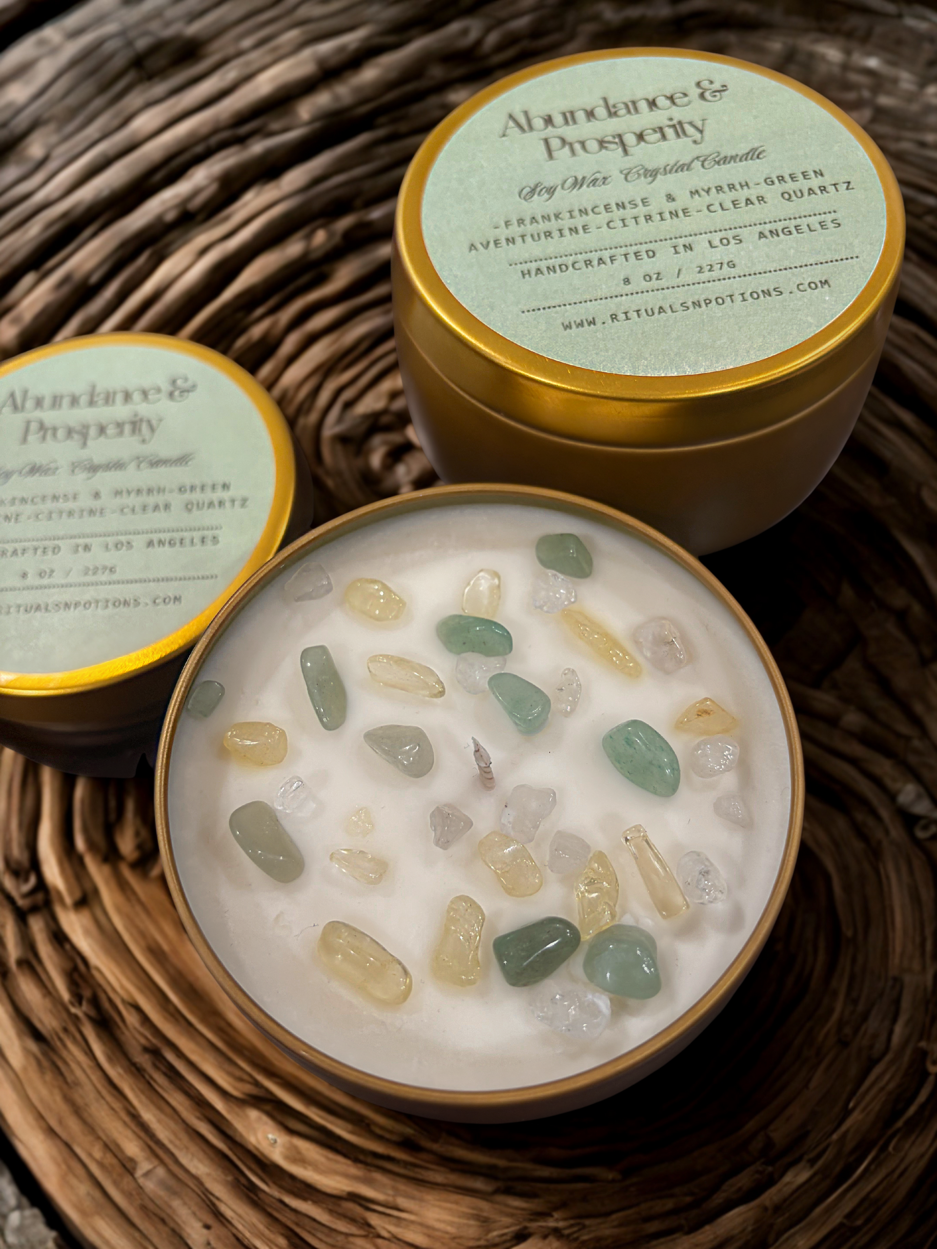 Abundance & Prosperity Soy Wax Crystal Candle (8 oz)