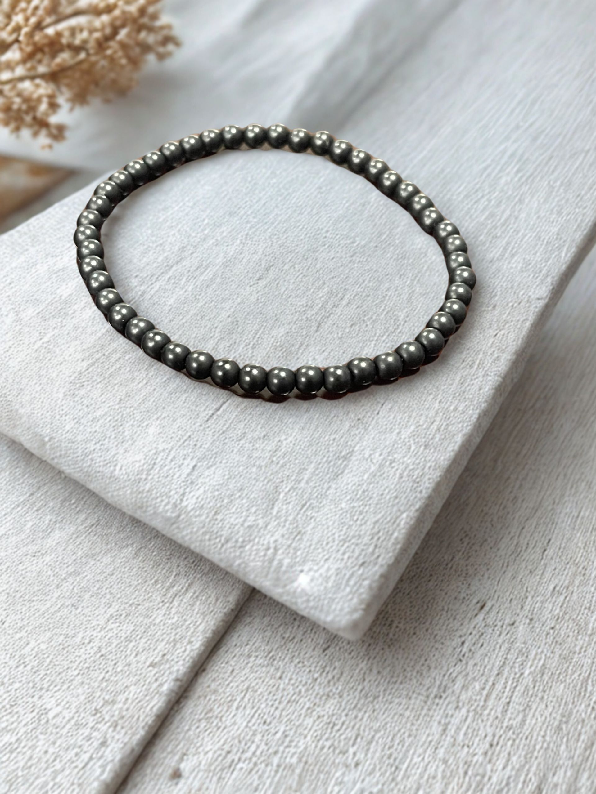 Gemstone beaded bracelet Black Onix 4mm