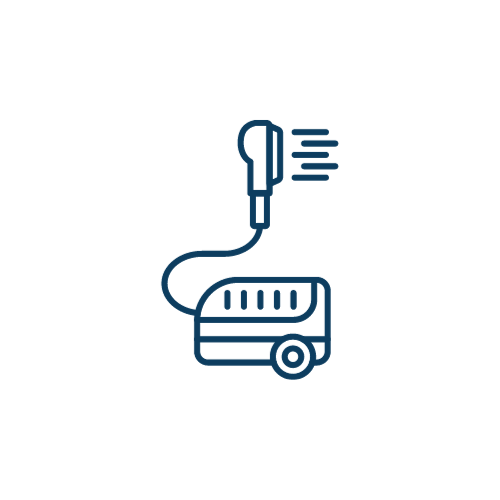 An icon of a vacuum cleaner with a cord attached to it.