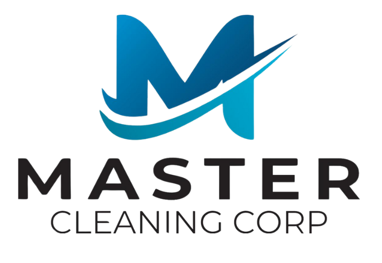 A blue letter m with a wave around it on a white background.