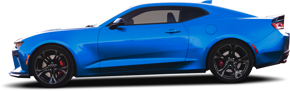 Blue sports coupe in side view on a white background | Mechanic On Duty CB LLC