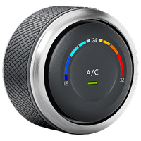 Car dashboard A/C control knob with black textured grip and colored temperature arc from 16 to 32 | Mechanic On Duty CB LLC