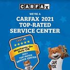 CARFAX 2021 Top-Rated Service Center badge on blue background with CARFAX fox mascot | Mechanic On Duty CB LLC