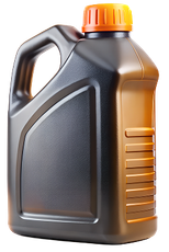Black plastic motor oil container with orange cap and handle | Mechanic On Duty CB LLC