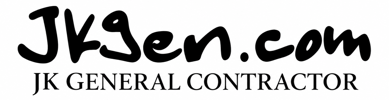 JKgen.com logo with JK General Contractor in black text on a white background