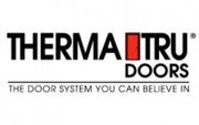 THERMA-TRU DOORS logo with black text and red door icon, tagline: “The door system you can believe in”