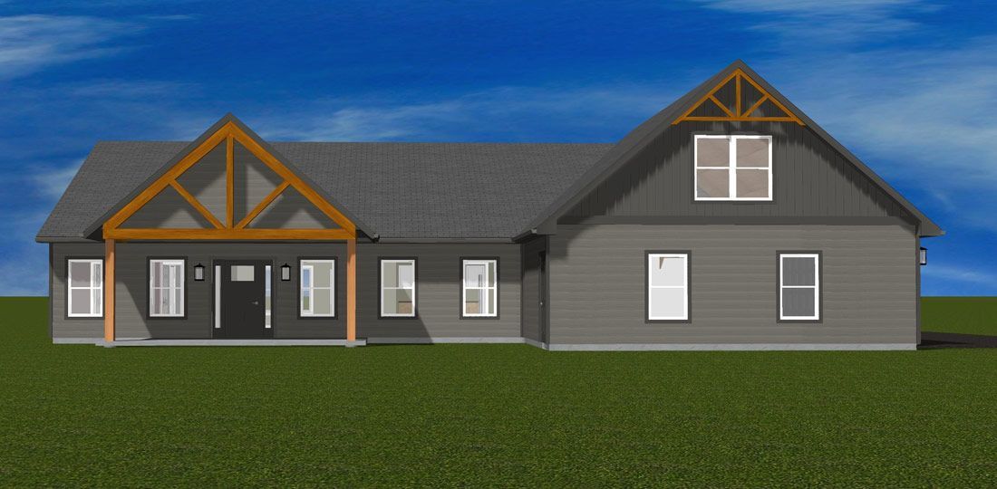 KIB Homes Highwood floor plan exterior rendering - custom home build in Great Falls, MT