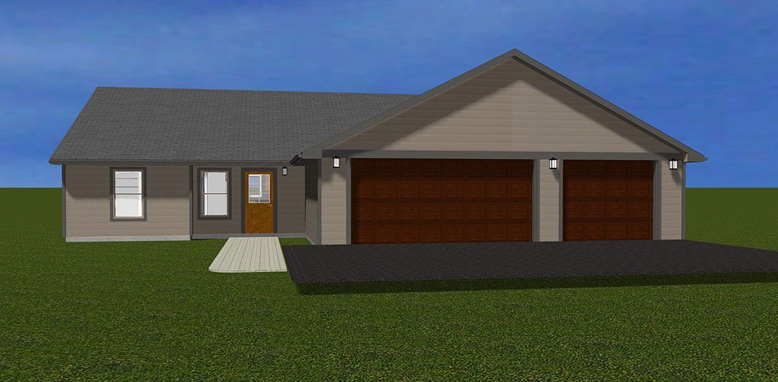 Highwood floor plan exterior rendering - craftsman home with wood accents by KIB Homes