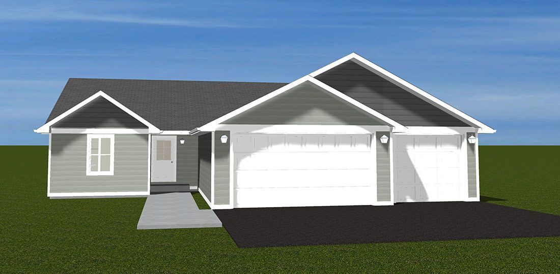 KIB Homes Swan floor plan exterior rendering - new home build in Great Falls, MT