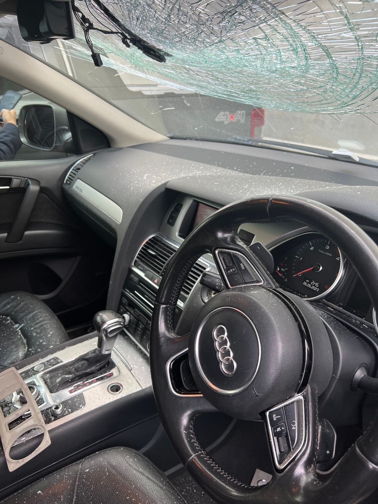 View Inside Car Of Broken Front Windscreen — A1 CarGlass In Noosaville, QLD