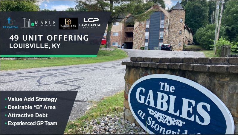 A sign for the gables at stonewall in louisville ky
