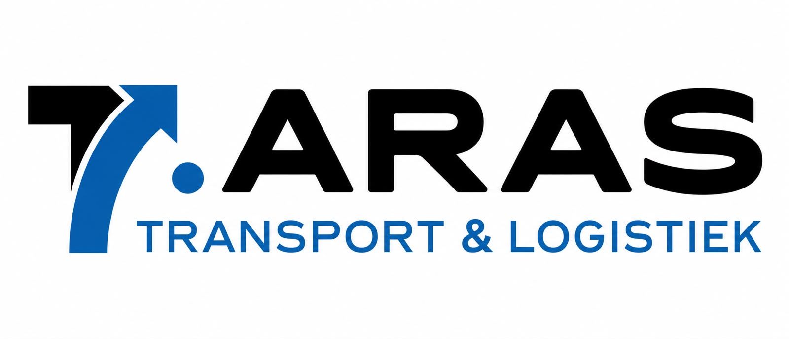 Het logo van Aras Transport & Logistiek in blauw en zwart met een gestileerd nummer 7.