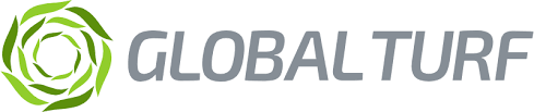 The GlobalTurf logo: a spiral of green leaves on the left, next to the word