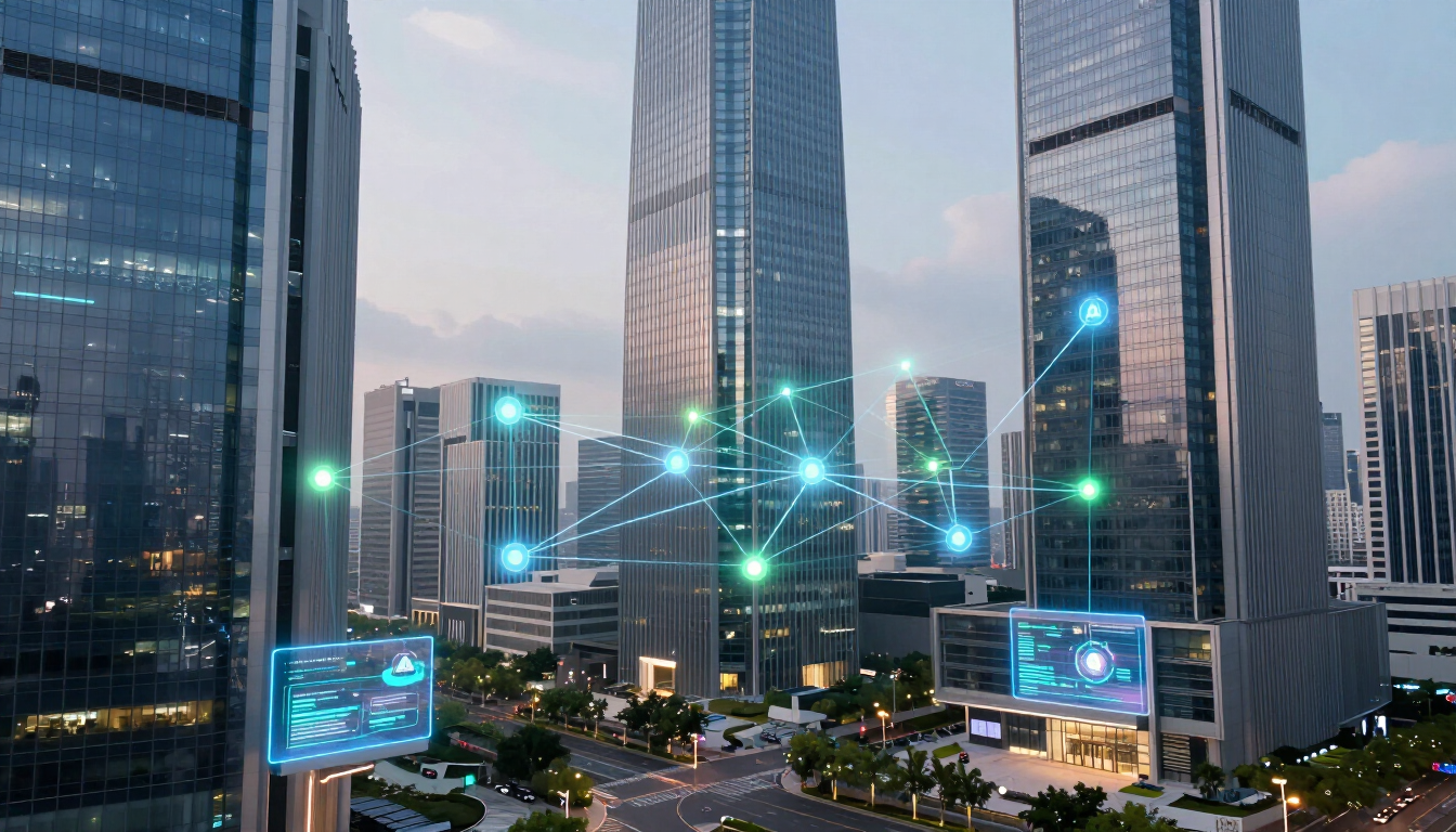 A futuristic representation of AI and SEO data integration for business growth.