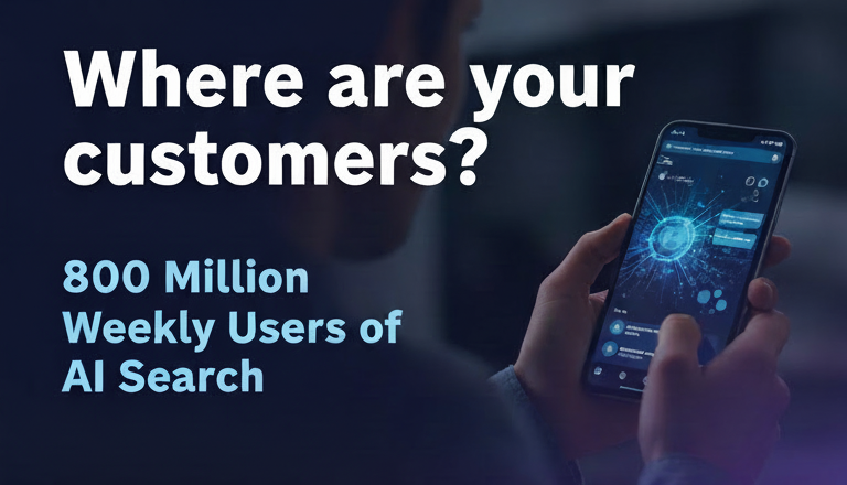 Text slide asking “Where are your customers?” with a hand holding a smartphone on a blue background.