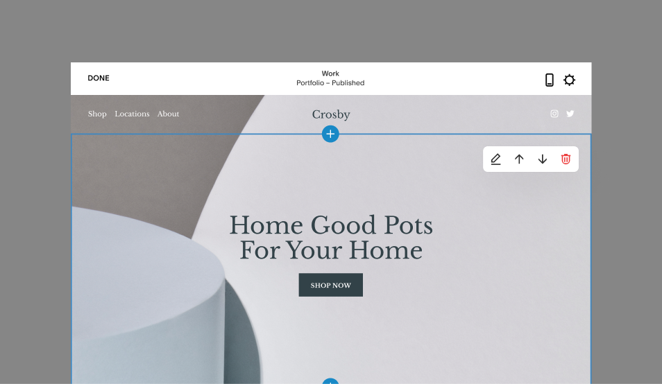 Squarespace userinterface