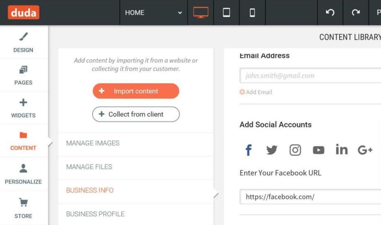 duda dashboard