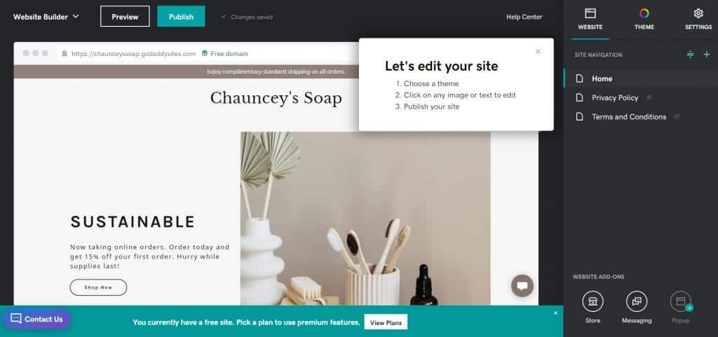 godaddy website editor