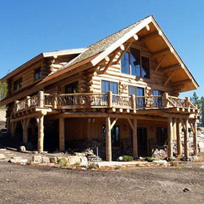 light wood custom log cabin