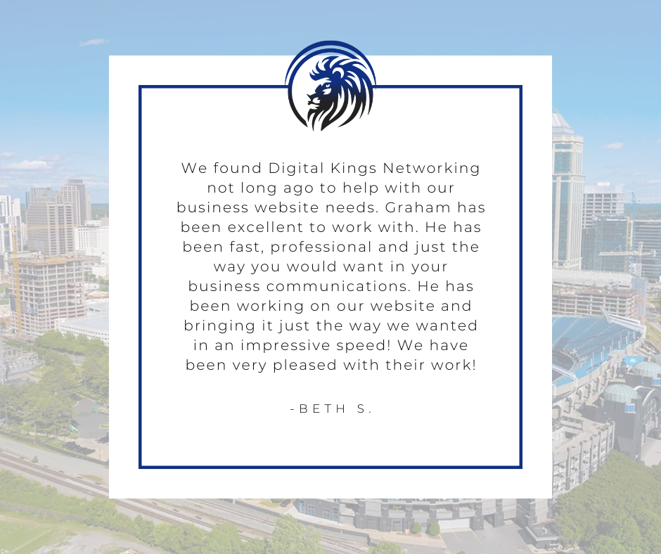 Client testimonial: Brennan is good to work with. Increased calls and traffic. Blue square with magnifying glass and arrows.