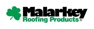Malarkey Roofing Products logo with green clover icon and black-and-green text