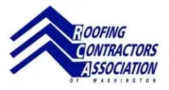 Blue Roofing Contractors Association of Washington logo with stylized roof lines and text