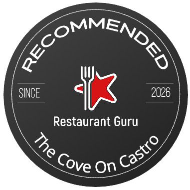 Restaurant Guru “Recommended” badge for The Cove On Castro, with red star and “Since 2026” text