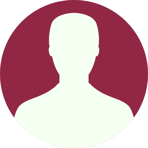 A silhouette of a man 's head in a red circle.