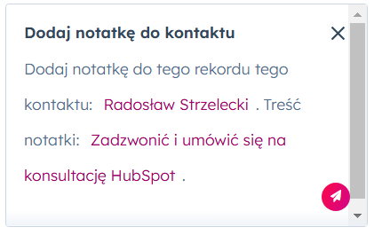 notatki do kontaktu w Hubspot