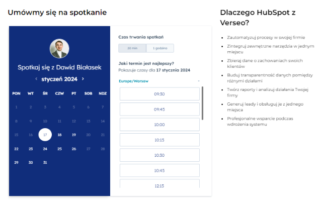 HubSpot - narzędzie do spotkań
