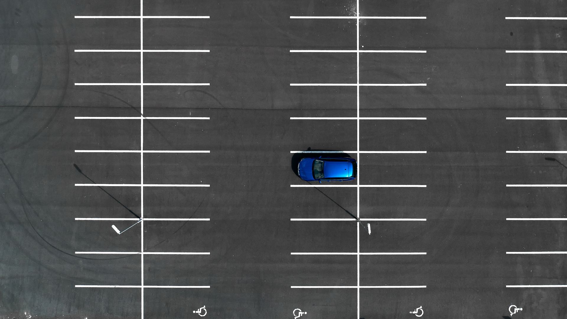 Aerial photograph of a parking lot showing the paving Aerial photograph of a parking lot showing the paving