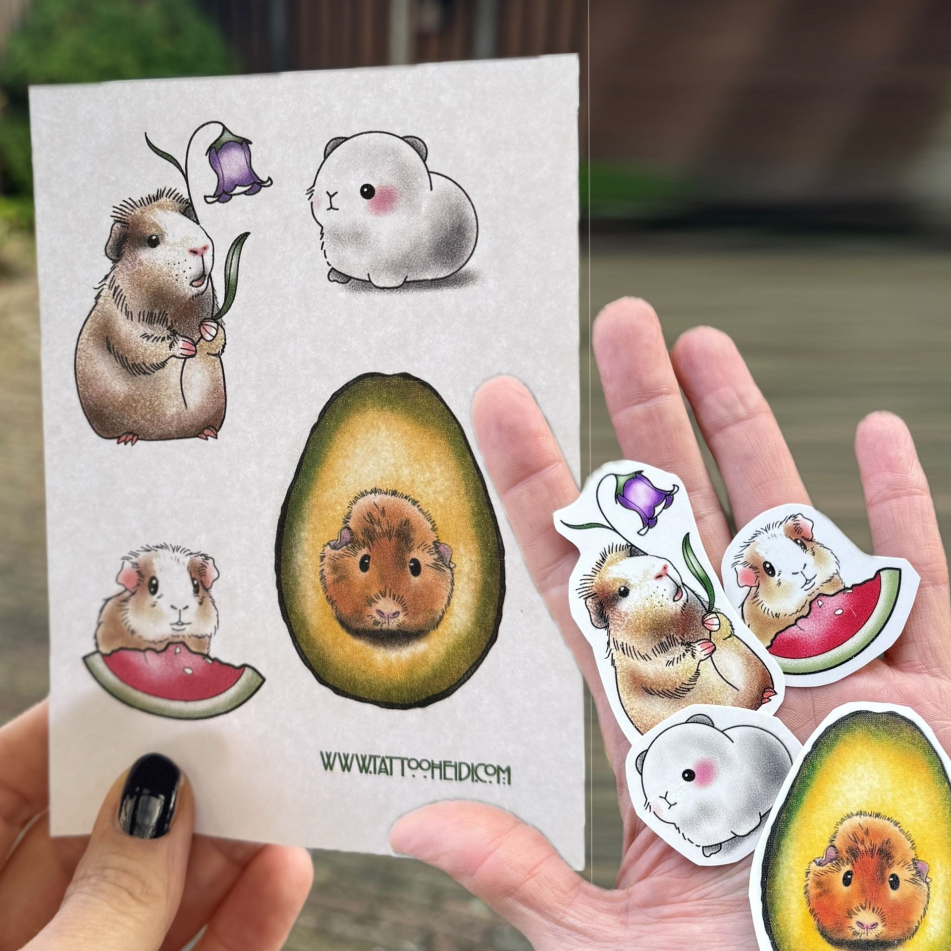 Tijdelijke tattoo set  4 Cavia Guinea Pigs