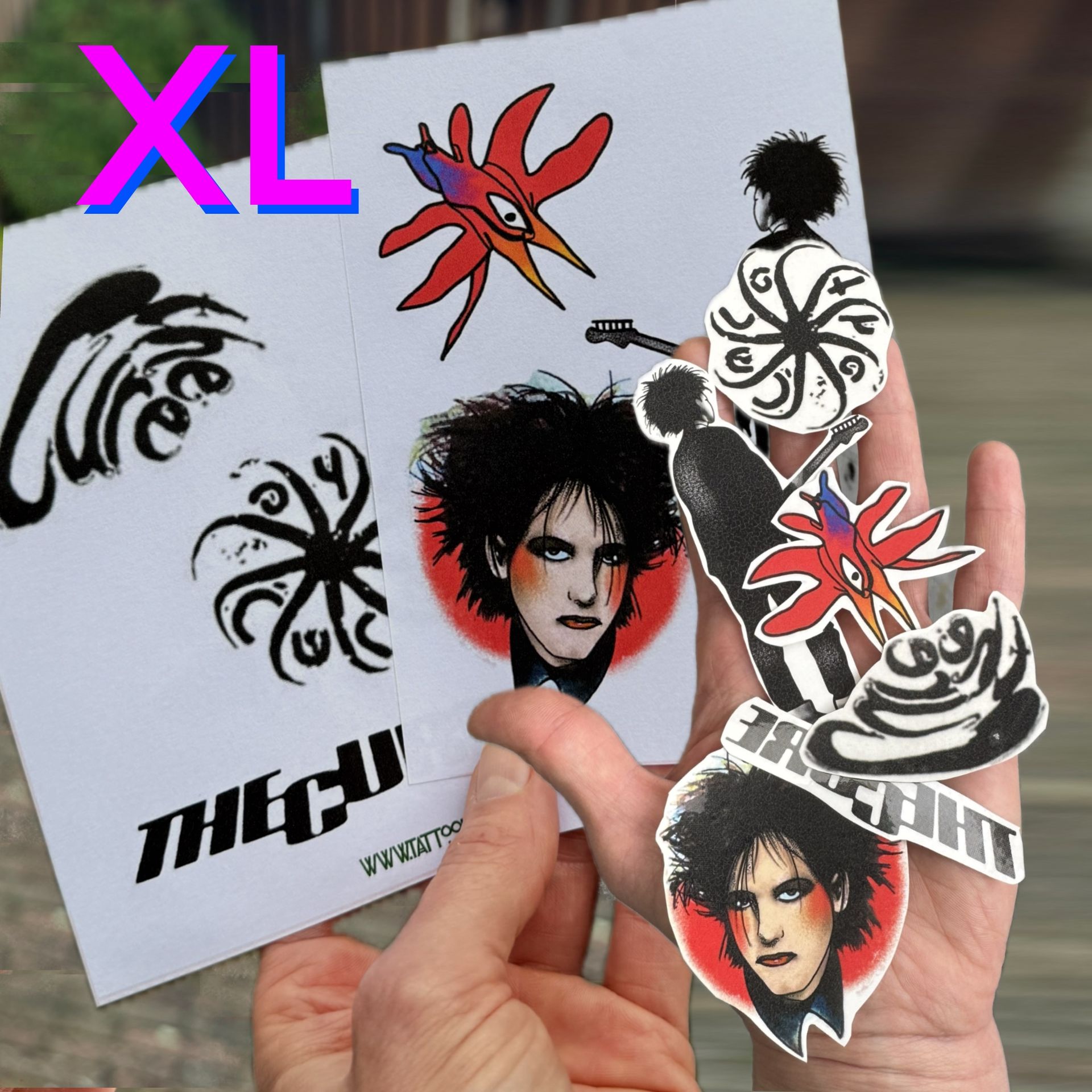 Tijdelijke tattoo set 6 XL The Cure Robert Smith