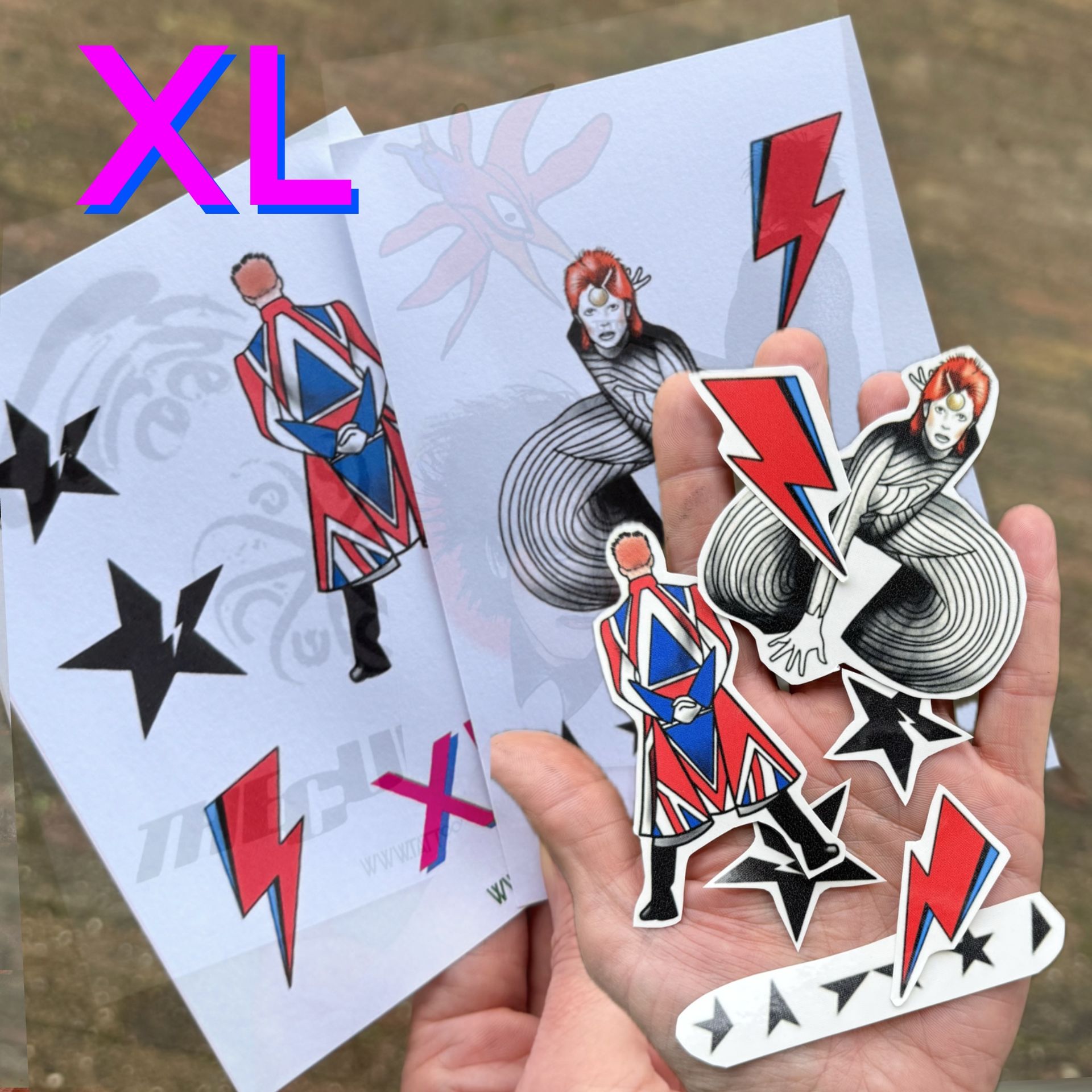 Tijdelijke tattoo set 7 XL David Bowie