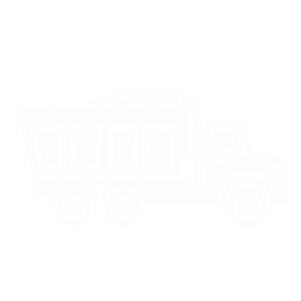 Faint outline of a large truck with a box cargo body and cab, viewed from the side