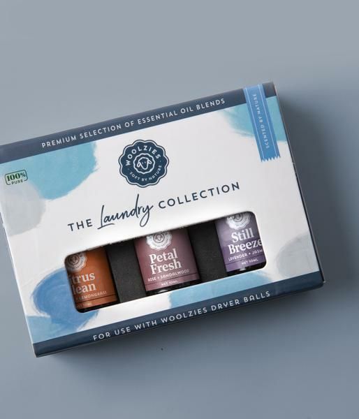 A box of essential oils called the laundry collection