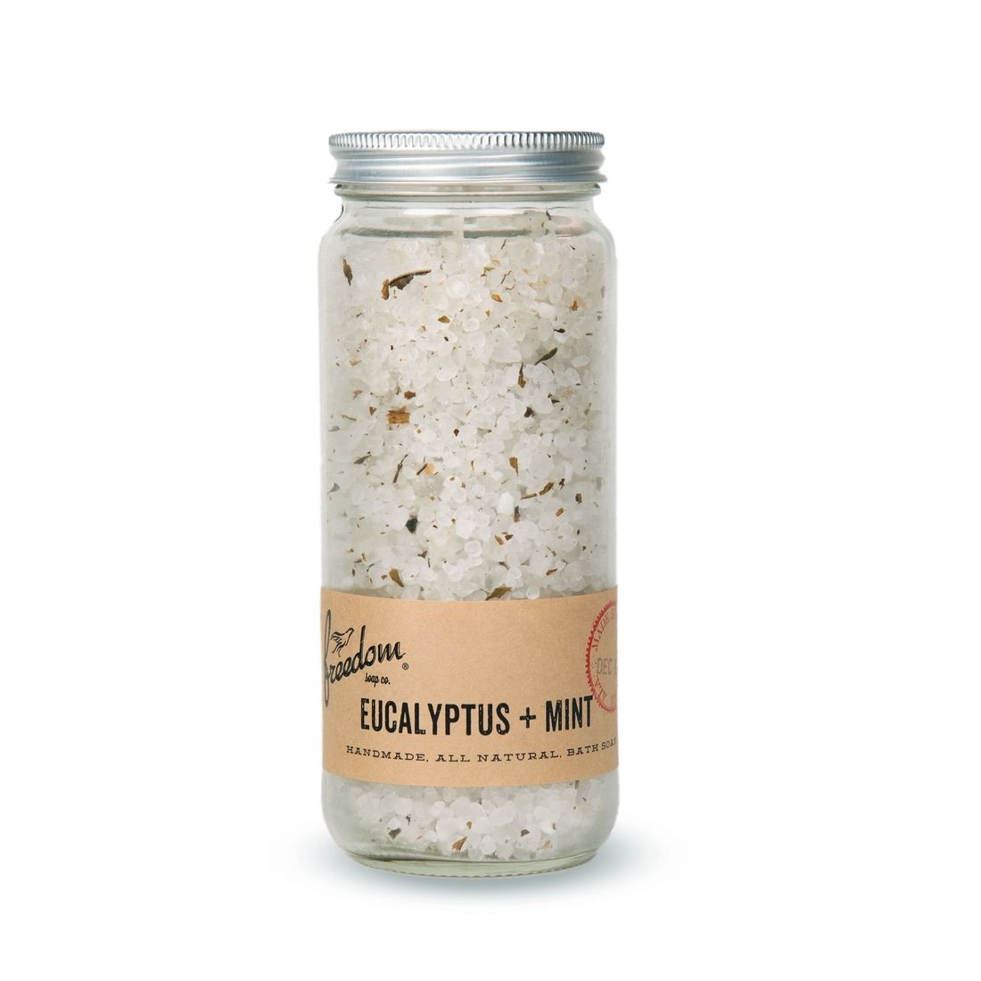 A jar of eucalyptus and mint bath salts