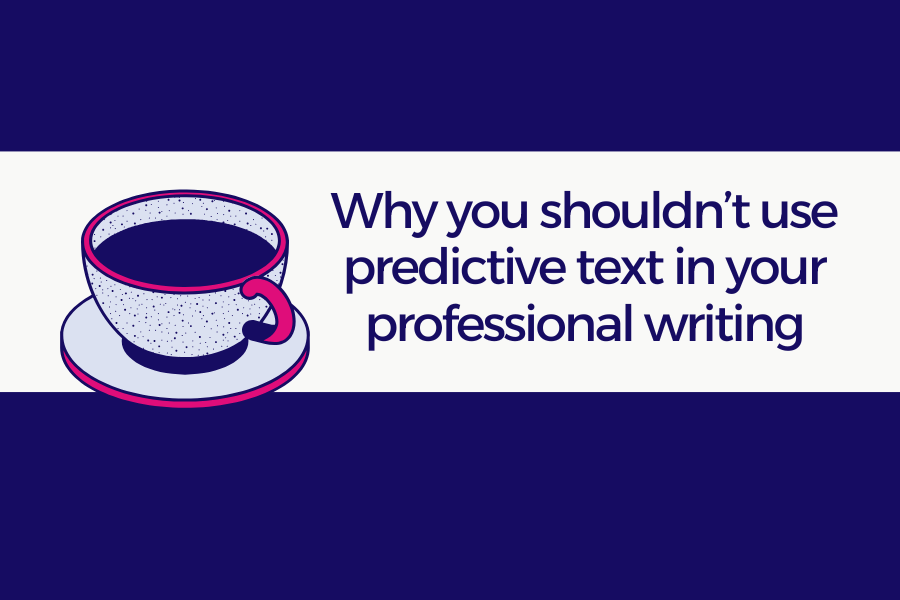Man holding a phone, illustrating business copywriting and predictive text errors