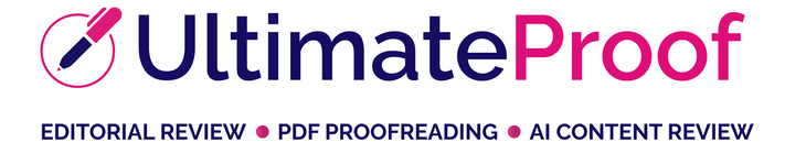 Ultimate Proof Company logo. Proofreading, copywriting and editing service.