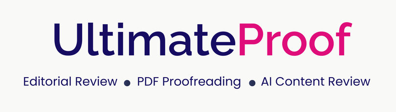 Ultimate Proof Company logo. Proofreading, copywriting and editing service.