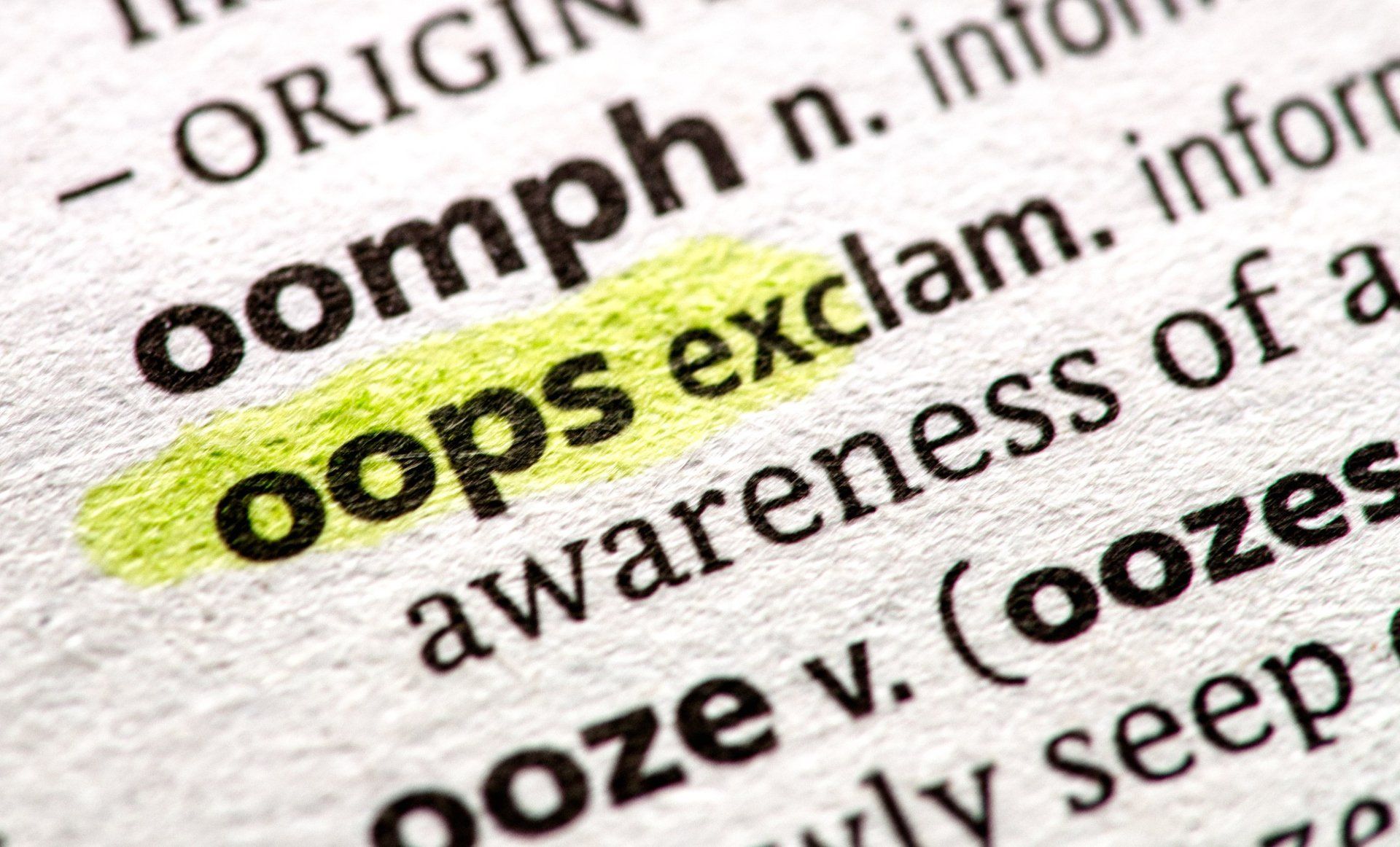Impacts of Ignoring Culture in Content: Oops highlighted in a dictionary
