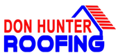 Logo of Don Hunter Roofing in red and blue with a house icon.