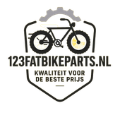 123FATBIKEPARTS.NL logo with fat bike, gear, and slogan “Kwaliteit voor de beste prijs”