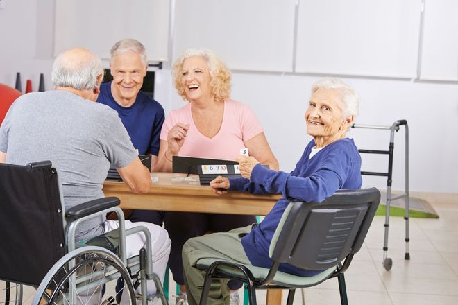 Group of residents sitting at table