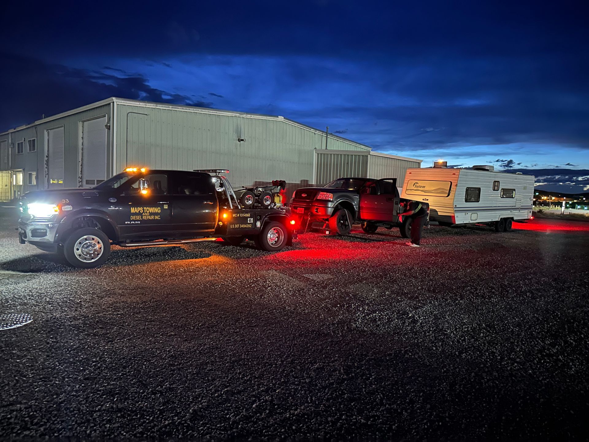 Man Repairing Semi-Truck — Rawlins, WY — Maps Towing and Diesel Repair, Inc.