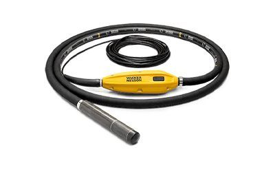 A yellow and black hose with a handle on a white background.