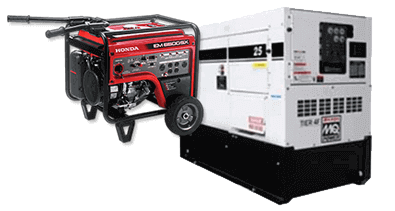 Two generators are sitting next to each other on a white background.