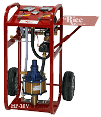 A red cart with a sign that says rice on it