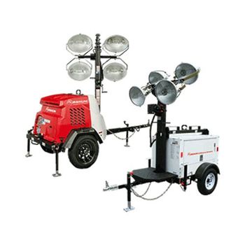 A couple of trailers with lights on them on a white background.